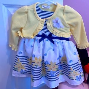 Nannette Baby Girls Floral Dress & matching cardigan